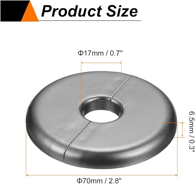 HARFINGTON 4pcs Wall Split Flange 17mm/0.7" Self-Adhesive Plumbing Cover Plates ABS Plastic Round Escutcheon Plate Buckle Design for Water Pipe Bathroom Kitchen Decoration, Gray