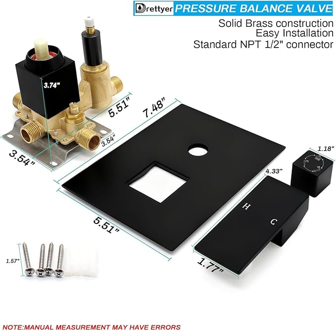 Matte Black Concealed 3 Way Outlet Function Shower Diverter Valve Brass Flow Control Mixer Mixing Rough-In Shower Valve Kit