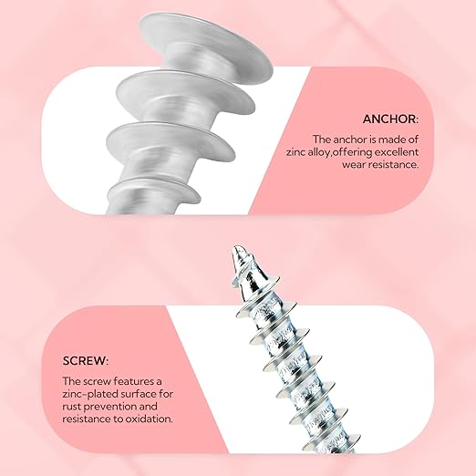 200pcs Drywall Anchors, Zinc Self-Drilling Anchor and Screw with Cross Groove Drill Bit, Fasteners Wall Anchors