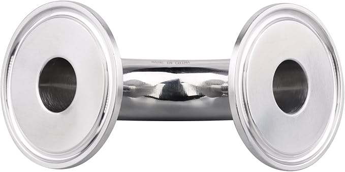 DERNORD 3/4" Tube OD Sanitary Ferrule Elbow 90 Degree Pipe Fitting with 2 Silicone Gaskets SUS304 Tri Clamp 1.5 Inch