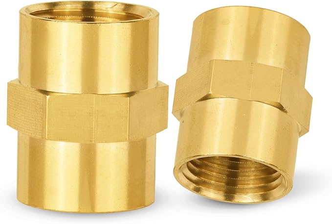 200-PCs HeSun Brass Pipe Fitting, 3/8" NPT Female x 3/8" NPT Female Hex Pipe Adapter