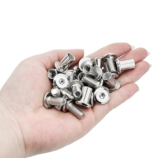 100 PCS Silver M8x15mm Furniture Bolts and Barrel Nuts - Ideal for Multiple Garden Planter Stands, Fence Picket Fixings & Patio Decor Connections (100, M8x15mm)