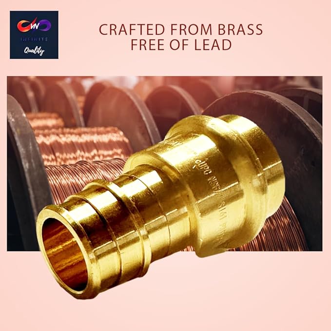 3/4 inch PEX Expansion Press Fitting 3/4-inch Crimp Coupling Brass Adapter For Copper and Pex Pipe Fittings Connection 3/4" (Pack of 10)