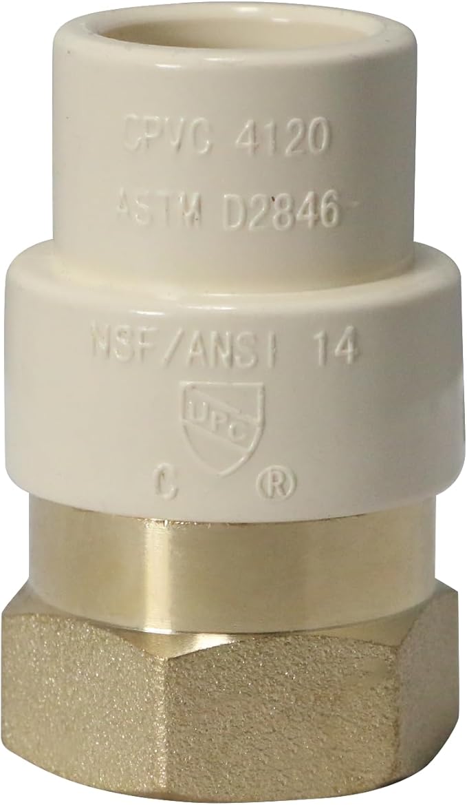 XFITTING CPVC Transition Coupling, 1/2 inch CPVC x 1/2 inch FNPT, Pack of 10