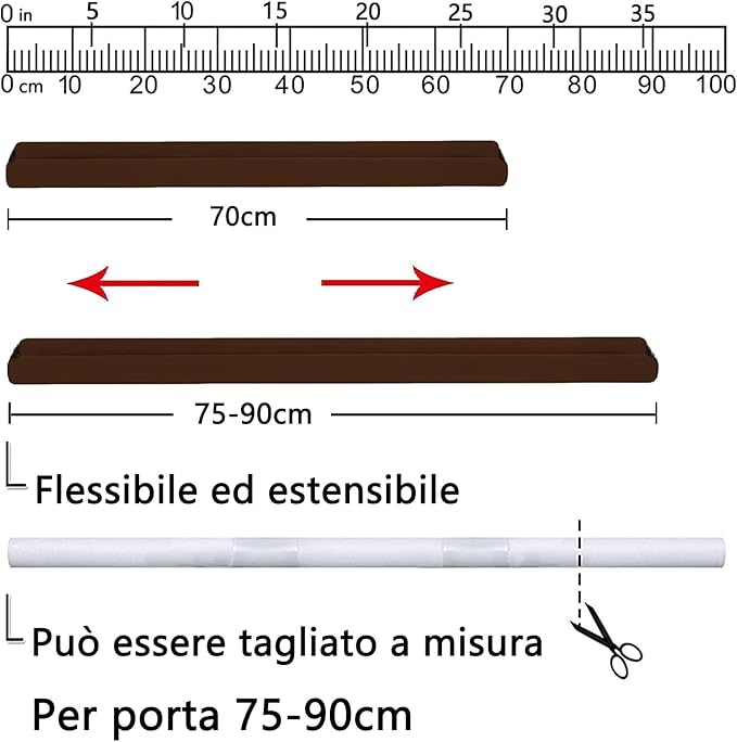 Door Draft Stopper for Doors 29-35" No Adhesive Draft Stopper for Bottom of Door Draught Excluder Under Door Wind Blocker Reduce Noise Draught Excluder Sweep Sound Proof(Brown)