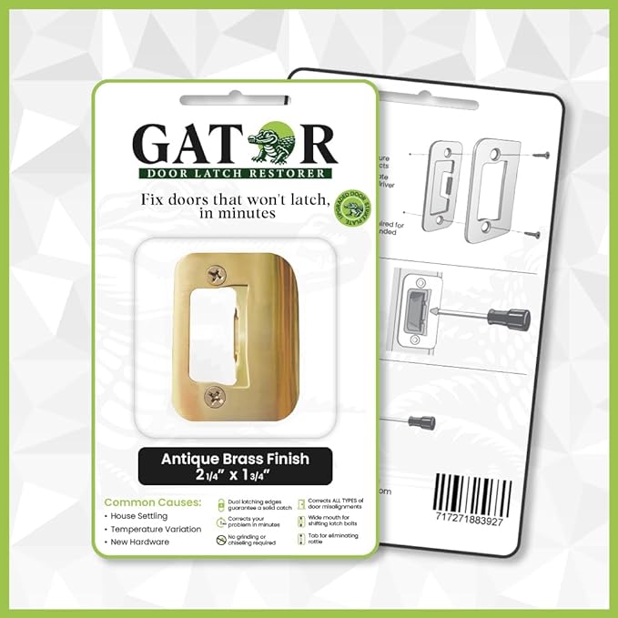 Gator Door Latch Restorer - Strike Plate (Bright Brass)