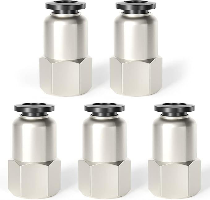 TAILONZ PNEUMATIC Female Straight 12mm Tube OD x 1/8 Inch NPT Thread Push to Connect Fittings PCF12-N1(Pack of 5)