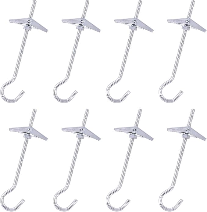 32Pcs M4×75 Heavy Duty Carbon Steel Ceiling Hooks Spring Toggle Wing Bolts Wall Fixing Ceiling Hooks Pothook Wall Fixing Anchors Ceiling for Hanging Plants