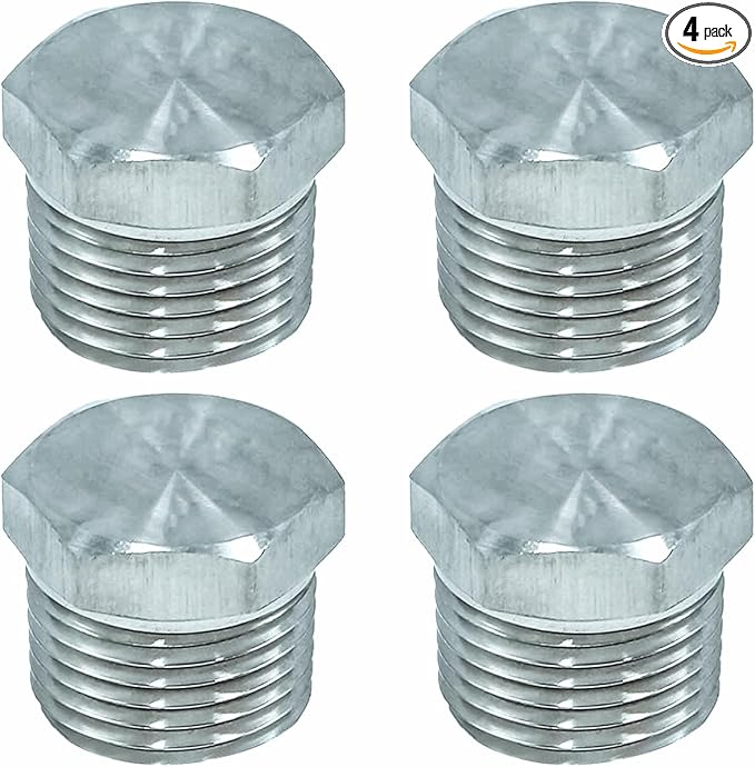 HFS(R) Hex End Plug 1/2" NPT Male, Stainless Steel 304 Pipe Fitting Hex Head, Pack of 4