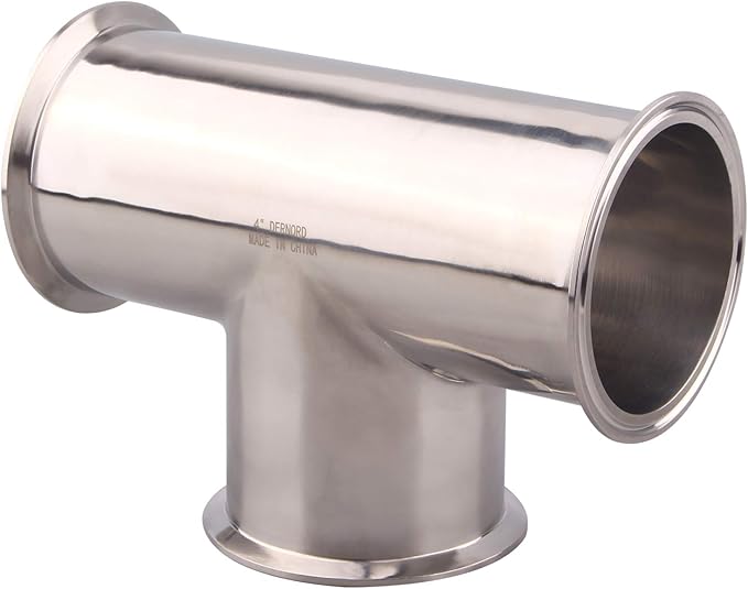 DERNORD Clamp Tee 3 Way Stainless Steel 304 Sanitary Fitting Fits 4" Ferrule Tri-clamp (Pipe OD 102mm)