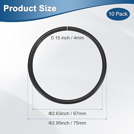 10-Pcak Nitrile Rubber O-Rings, 67mm ID, 75mm OD, 4mm Width, Metric Sealing Washer Gasket for Automotive Machine Plumbing/Faucet/Air or Gas Connections, Resists Oil and Heat