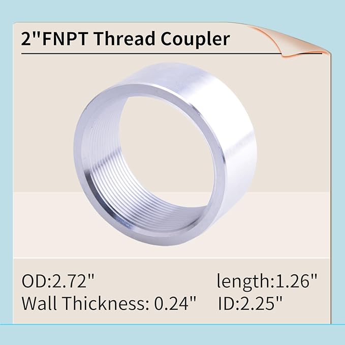 Aluminum 2 Inch NPT Female Thread Weld On Pipe Fitting Bung 2" NPT Female Pipe Coupling 2Pcs