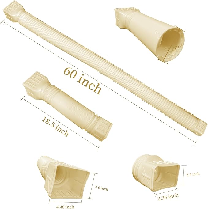 2 pack Flexible Rain Gutter Downspout Extensions,Drain Downspout Extender,Gutter Extension Flexible,Down Spout Drain Extension Pipes,Extendable from 21 to 60 Inches (stone-grey)