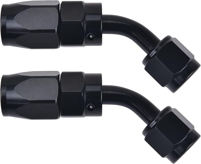 EVIL ENERGY 4AN Hose End Fitting 45 Degree Swivel for CPE Braided Hose Black 2PCS