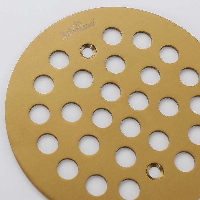 4-1/4Inch Screw-in Shower Strainer Drain Cover Replacement Floor Strainer Floor Drain (Brushed Gold)