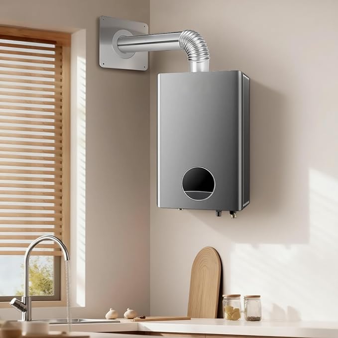 Vent Kit 3.15-inch Stainless Steel Ventilation Wall Sleeve, extendable, for Indoor Gas tankless Water heaters，for Ventilation Pipes Under 3 inches.