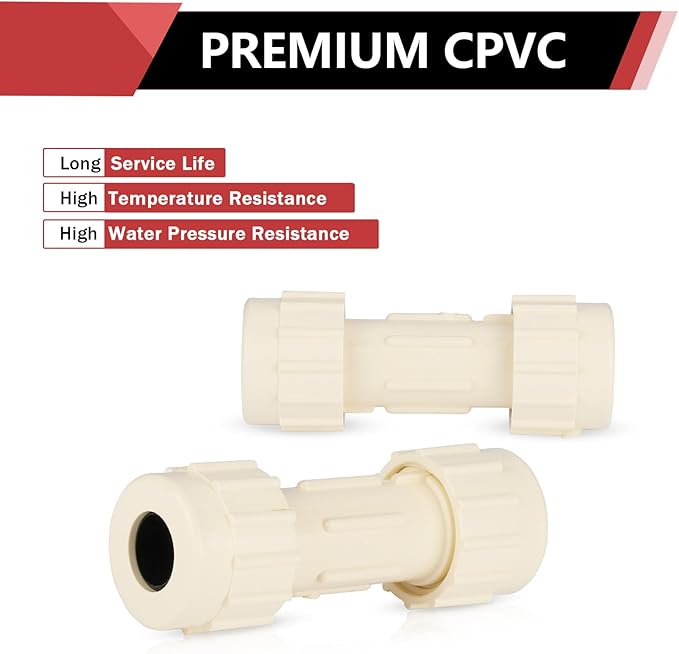 (Pack of 2) EFIELD 3/4"Compression Coupling,CPVC Fittings for Plumbing Installations and Repair (3/4"x3/4"COM),(CPVC049-2)