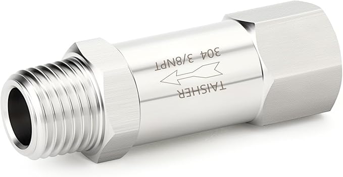 TAISHER 1PCS 304 Stainless Steel 3/8" NPT Male x 3/8" NPT Female Check Valve,Backflow Prevention,One Way Non-Return Check Valves