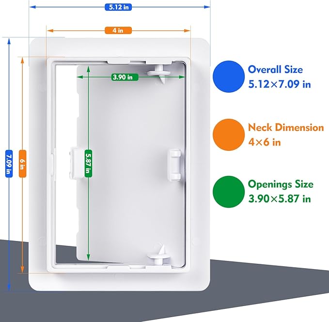 Donext Access Plumbing Panel for Drywall Ceiling, 4x6 in Plastic Access Door, Wall Hole Cover Plate for Plumbing & Electrical & Wiring, White
