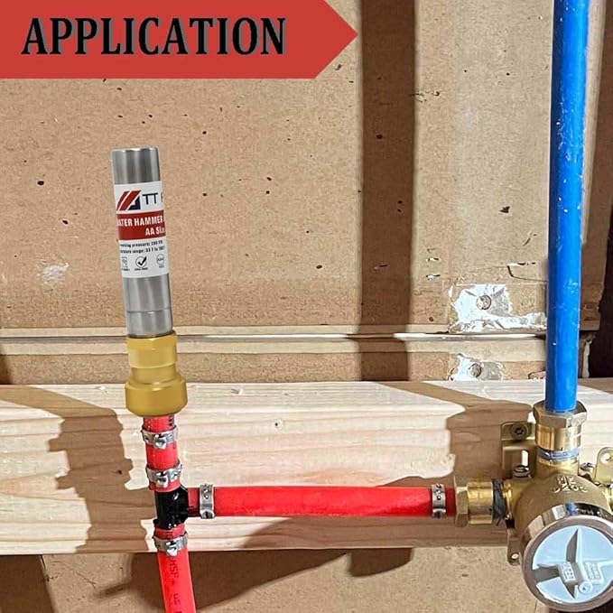 2 PCS Stainless Steel Water Hammer Arrestor 1/2 Inch Push to Connect Pex Copper CPVC, Push-Fit Hammer Arrestor