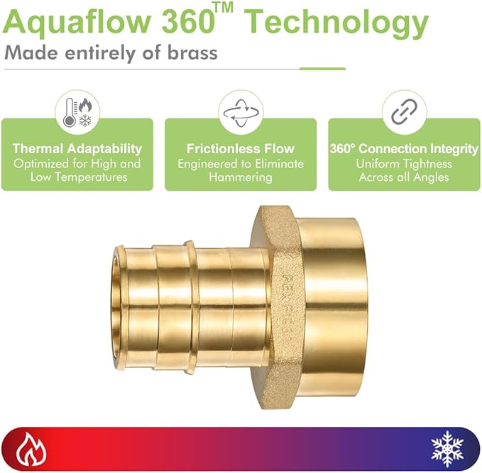 2 Pack Pex-A Female Adapter, 1 Inch Female NPT to 1Inch PEX-A Brass Expansion PEX-A Fittings,Zero-Lead Brass NSF/ANSI 61 NSF 372 Certificate, ASTM F1960 Certified