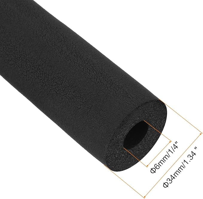 uxcell Foam Tubing for Handle Grip Support, Pipe Insulation Outside Pipe Lagging, 6mm(1/4") ID 34mm OD 1m Black