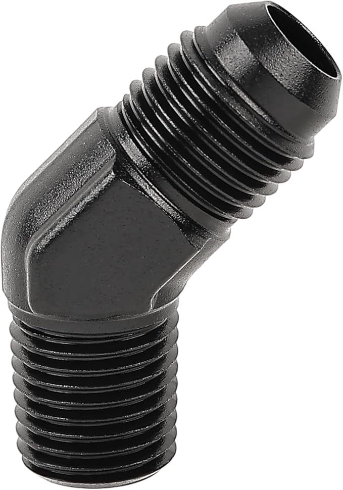 EVIL ENERGY 6AN Male Flare to 1/4" NPT Pipe 45 Degree Fitting Adapter Aluminum Black