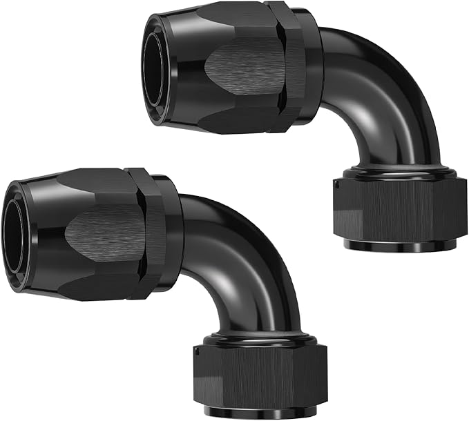 EVIL ENERGY 20AN Hose End Fitting 90 Degree Swivel for CPE Braided Hose Black 2PCS