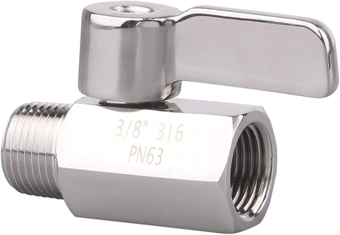 DERNORD 3/8 inch Stainless Mini Ball Valve NPT Female x Male Thread SUS316