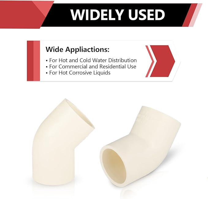 20-PACK EFIELD CPVC Elbow,1" Slip x Slip 45-Degree Elbow Fitting,(CPVC009-10-20PCS)