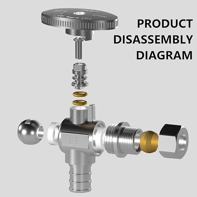 Hourleey 10 Pack Angle Stop Valve, Water Shut Off Valve 1/2" PEX x 3/8" OD Compression, Quarter Turn Chrome Plated Brass Valve