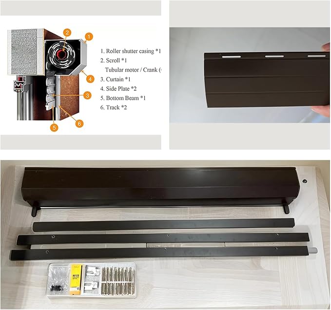Retractable Storm Window Protection – Impact Roll Up Shutters for Homes, Patio, Counter, Metal Perforated Defense Panels (Brown)