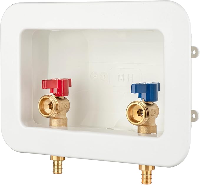 (1 Pack) Lidertik Washing Machine Outlet Box PEX-B with Center Drain, Inlet 1/2 inch PEX-B Crimp Barb F1807 x Outlet 3/4 inch NH Thread LI-XYJH-520-LK