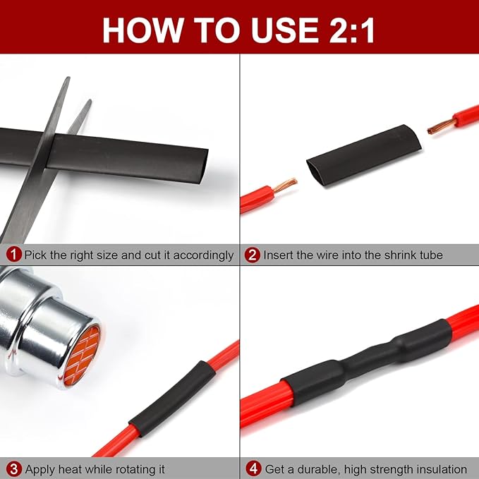 Chanzon 2:1 Ratio - 80Ft Roll - 1/24" (1mm) Heat Shrink Tubing 2:1(25M Total Length) Red Polyolefin Sleeving Wrap Shrinking 2 to 1 1pcs