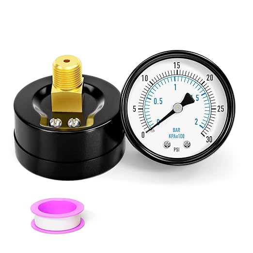0-30PSI Well Pump Pressure Gauge 2" Dial Size, 1/4" NPT Back Mount, 3-2-3% Accuracy, for Tube, Water Pump, Gas, Liquid, Pressure Test