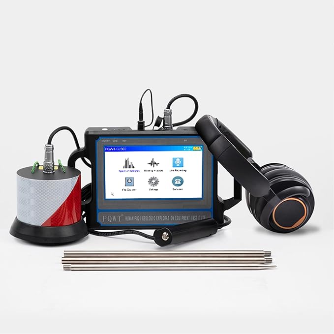 PQWT CL200 Water Leak Detectors for Home and Outside Wall Water Pipe Detector Acoustic Pipeline Leakage Detection Kit Professional Sensor Noise Reduce Headphone LCD Touchscreen Carry Case 2 Meters