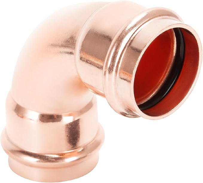 Copper Press Fittings 90 degree Elbow Copper Coupling Zero Lead PxP 1 inch x 1inch for Residential Commercial 5-Pack