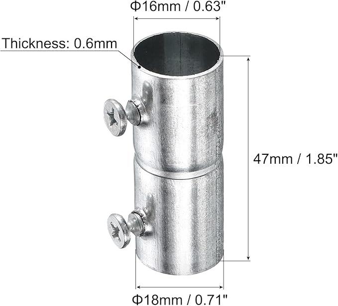 uxcell EMT Coupling, 16mm(5/8 inch) EMT Set Screw Coupling Conduit Fittings 47mm Length Electrical Conduit Pipe Connector 0.6mm Wall Thick, 10 Pack