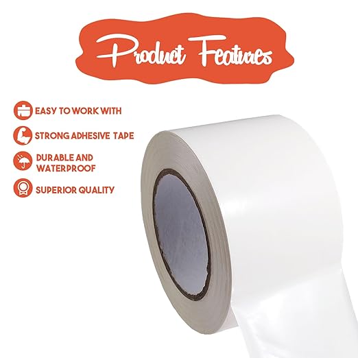 White Vapor Barrier Tape, 3 Inch x 180 Feet Moisture Barrier Seal Tape for Crawlspaces, Insulation Repairs, Underlayment Seams