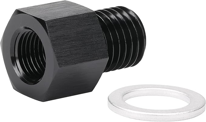 M12x1.5 Male Metric to 1/8 NPT Female Oil Pressure Sensor Adapter Fitting Reducing Bushing Aluminum Black