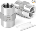 TAISHER 2PCS Forging of 316L Stainless Steel Pipe Fitting, Coupling, 1/2" NPT Female x 1/2" NPT Female, Pipe Adapter Fitting