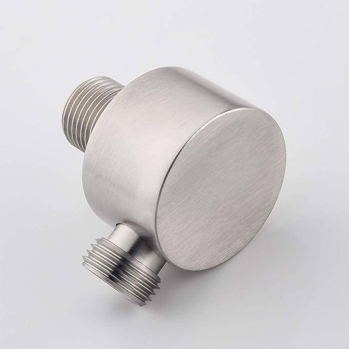 Wall Supply Elbow, Brass Round Wall Mount Shower Hose Connector G 1/2″ Drop Ell Union Water Outlet for Handheld Hand Shower, Brushed Nickel