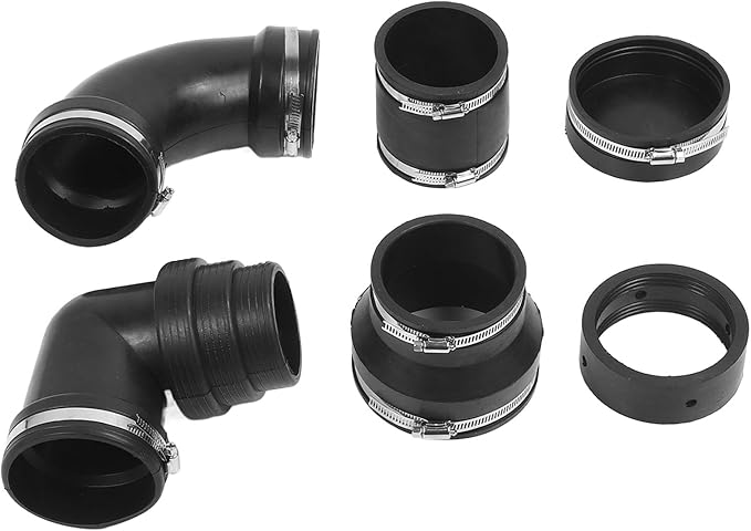 GOTOTOP RV Sewer Hose Adapter, Leakproof Flexible Joints Fittings with Gate Valve Bushing 4x3in 3x3in Adapters 90 Elbow, Complete RV Waste Plumbing Connection System for Trailer Camping
