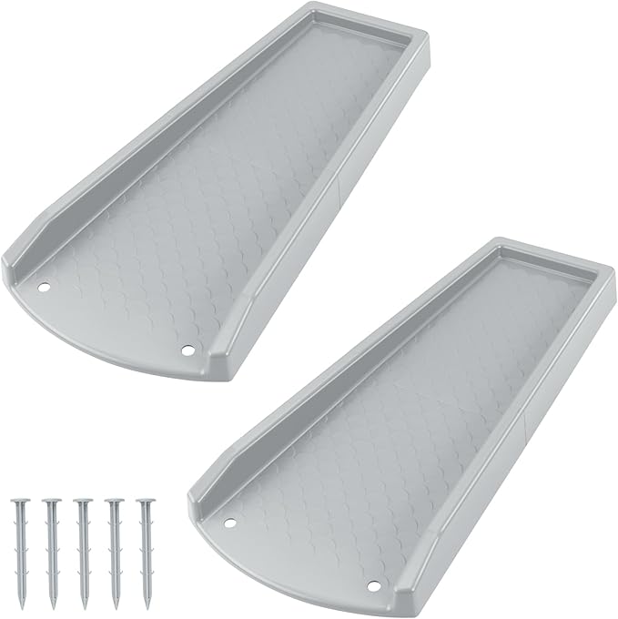 Splash Blocks for Gutters Downspouts, 24" Downspout Extensions for Rain Water Drainage, Thickened Gutter Splash Guard with Fixing Piles(2 Pack, Gray)