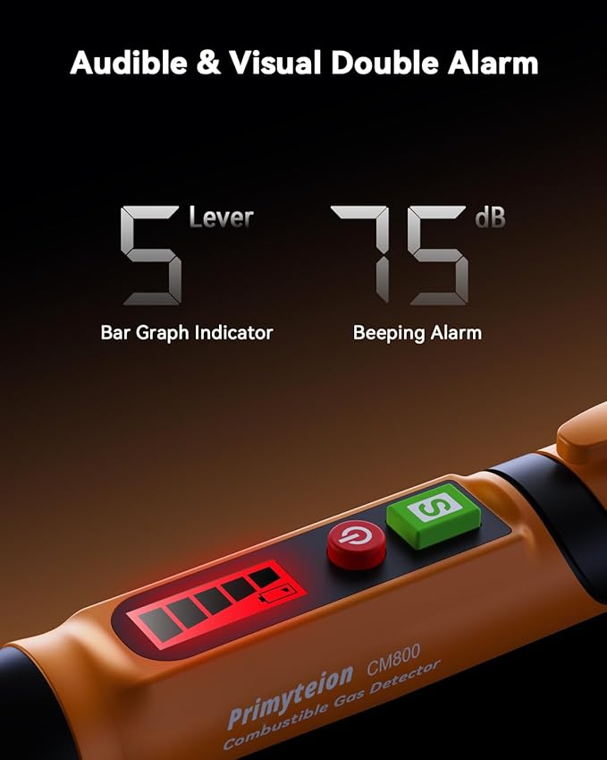 Natural Gas Leak Detector, Portable Combustible Gas Leak Detector Pen, Gas Sniffer Test Methane, Propane, Ethane, Toluene, Butane for Home, RV