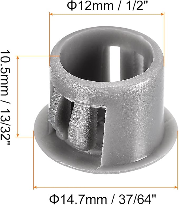 uxcell 1/2" Plastic Hole Plugs, 36Pcs Flush Type Panel Round Snap in Fastener Knockout Locking Plugs for Furniture Insert End Caps Panels, Gray