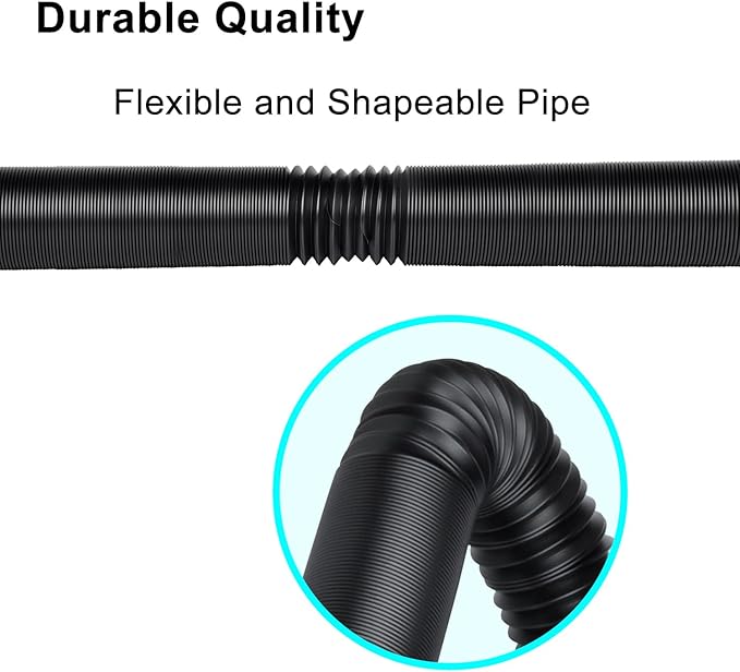 Extra Extension Flexible Pipe for Ours 3.1" OD Downspout Extender, 2.6 inches ID, 3.1 inches OD, Stretched Length 6.6ft, Black