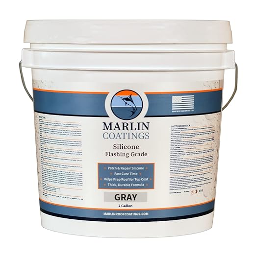 100% Silicone Roof Patch – Prevent and Repair Leaks – Complete Waterproofing – Easy Trowel or Brush Application…(1/2 Gallon, Gray)