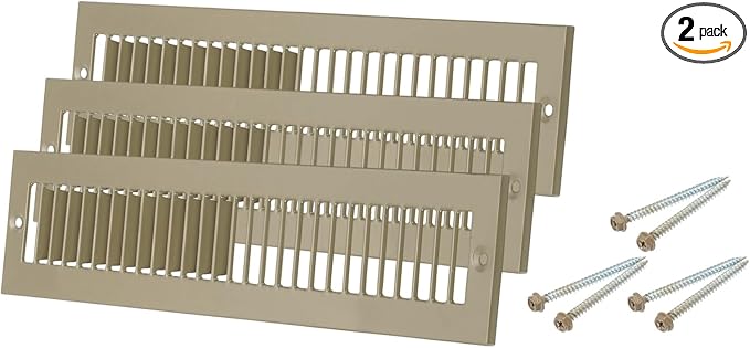 PATIKIL 2" x 14" Duct Opening Vent Cover, 2 Pcs Toe Kick Vent Cover HVAC Toe Space Register Grille Return Air Grilles for Home Ceiling Wall Floor, Brown-Outer Size: 3.4" x 15.4"