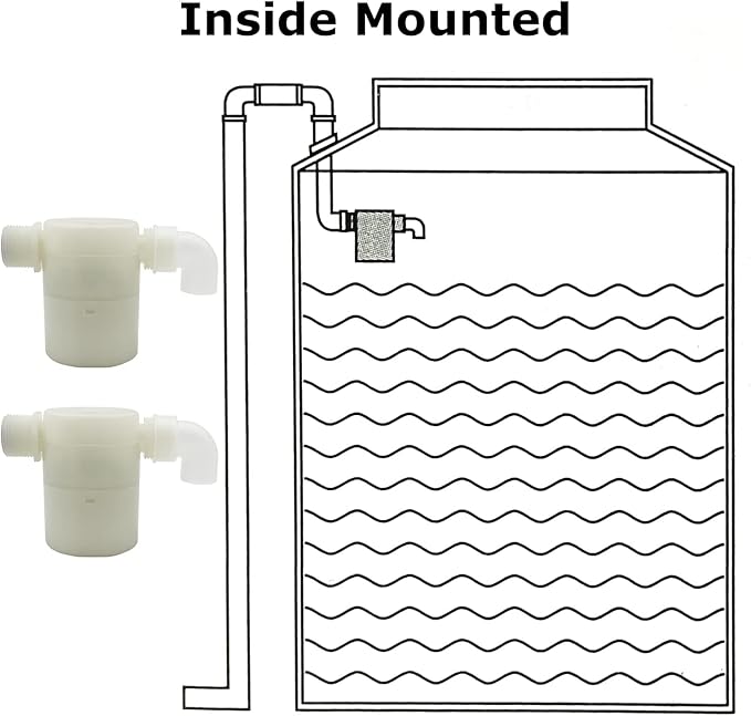 Water Float Valve, Water Level Control Water Tank Traditional Float Valve Upgrade 2 PCS (1/2", side inlet)